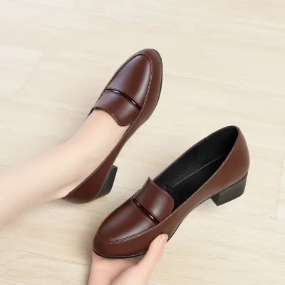 THICK HEELS COMFORTABLE LEATHER SHOE GB-1186