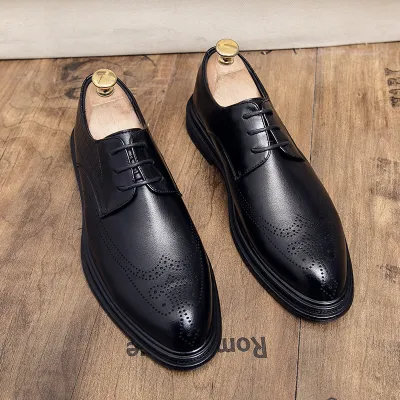 INDEPENDENT STATION CROSS MIRROR WINTER POINTED BROWN MEN'S LEATHER SHOES GB-6132