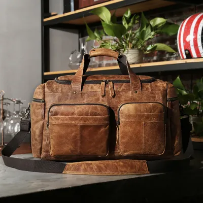 CROSS-BORDER GENUINE LEATHER HANDBAG TRAVEL BAG GB-0061LBR