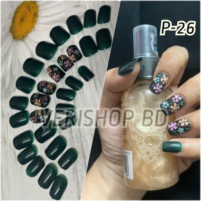 Bottle Green Flower Nail