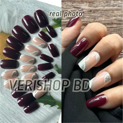 Dark wine Square Nail