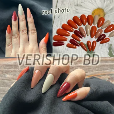 Multi Solid Almond Orangish Nail