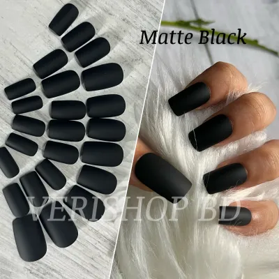 Plain Black Matte Nail