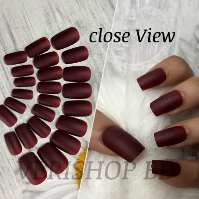 Plain Maroon Matte Nail