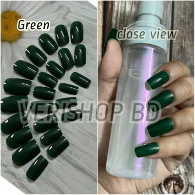 Plain Bottle Green Nail