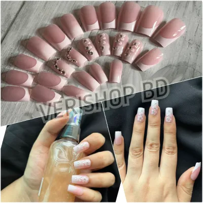 NB Pink Stone Flower Nail