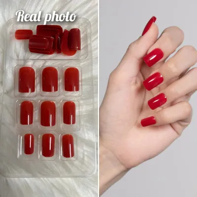 Plain Orangish Red Nail