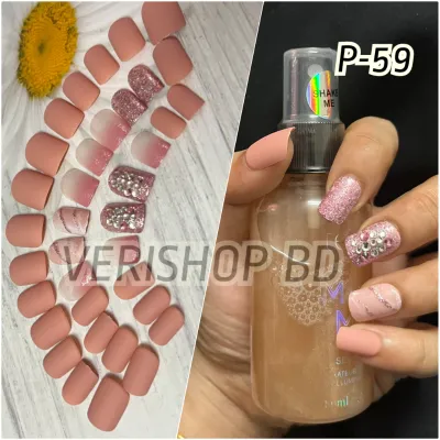 Pink Matte Stone Nail