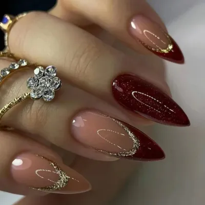 Glittery Red Bridal Nails