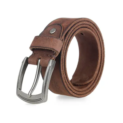 Genuine leather belt washed belt men's leather belt