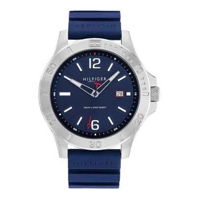 TOMMY HILFIGER- RYAN BLUE DIAL GREEN SILICON STRAP WATCH