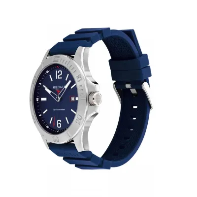 TOMMY HILFIGER- RYAN BLUE DIAL GREEN SILICON STRAP WATCH