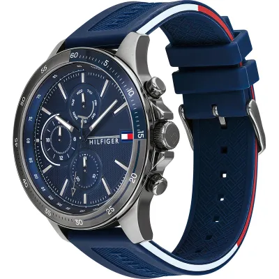 TOMMY HILFIGER BLUE DIAL SILICONE MEN'S WATCH