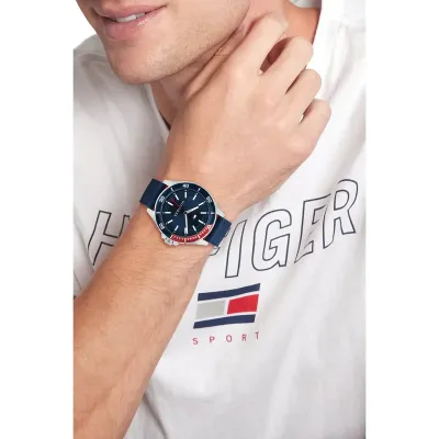 Tommy Hilfiger Logan Blue Dial Silicone Strap Watch