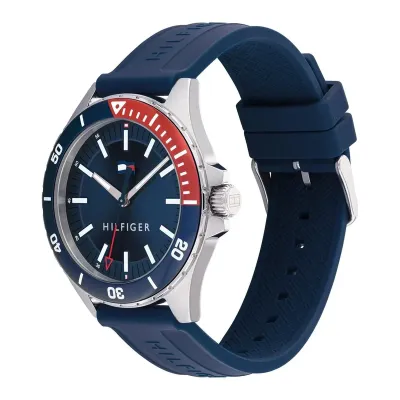 Tommy Hilfiger Logan Blue Dial Silicone Strap Watch