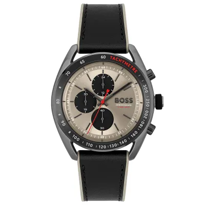 Hugo Boss Center Court Silver Dial Leather Men's Watch