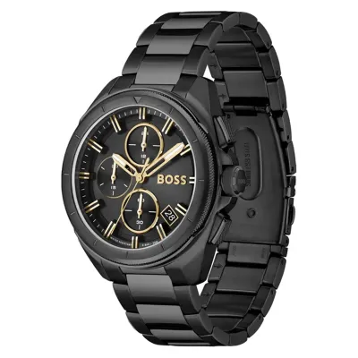 Hugo Boss Stainless Steel Volane Analog Black Dial Men's Watch