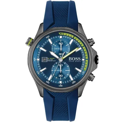 HUGO BOSS Globetrotter Blue Silicone Strap Blue Dial Chronograph Quartz Watch