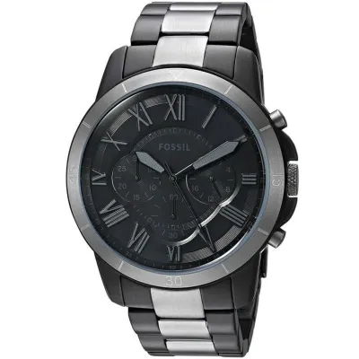 FOSSIL Grant Black Dial Men's Two-Tone Chronograph Watch