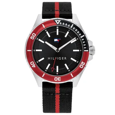 Tommy Hilfiger Logan Black Nylon Strap Men's Watch