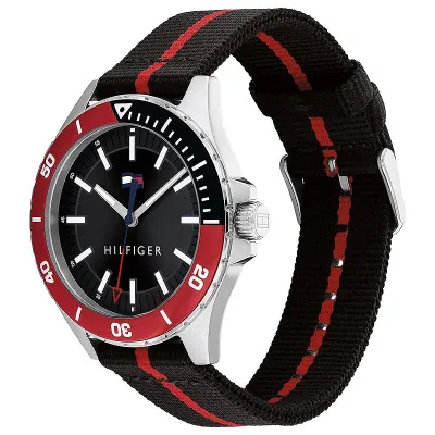 Tommy Hilfiger Logan Black Nylon Strap Men's Watch