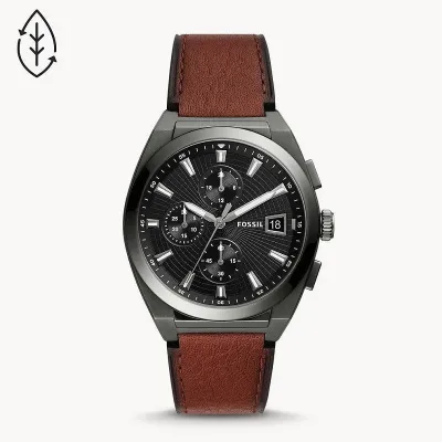 Fossil Everett Analog Grey Dial Brown Belt Men's Watch