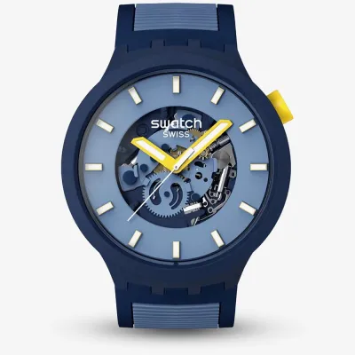 Swatch BELOW THE HORIZON Quartz Dark Blue Dial Rubber Strap Men’s Watch 