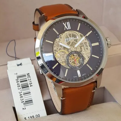 Fossil Men’s Mechanical Brown Leather Strap Watch