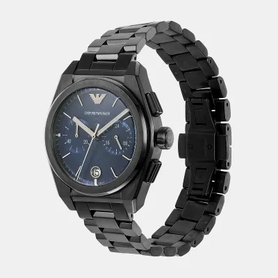 Emporio Armani Blue Dial Gunmetal Chronograph Men's Watch