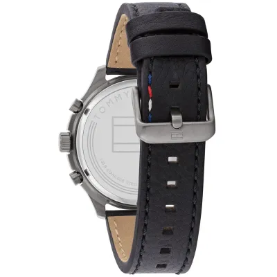 Tommy Hilfiger Asher  Black Leather Green Dial Men's Watch