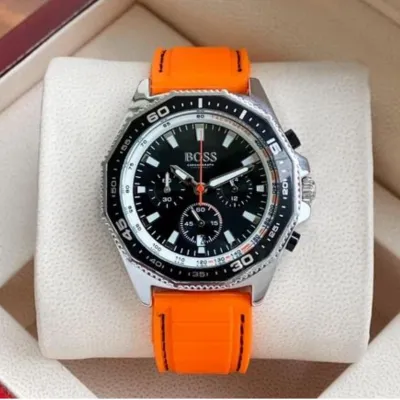 Hugo Boss Energy Chronograph Quartz Black Dial Orange Rubber Strap Watch