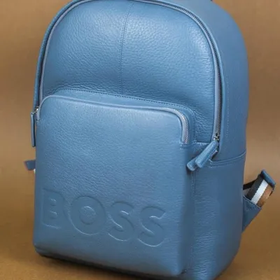 HUGO BOSS- LEATHER BACKPACK -Blue
