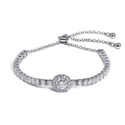 Korean Style Zircon Silver Plated Adjustable Bracelet