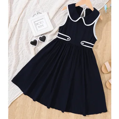 Black fashionable vest long A-line skirt TD95