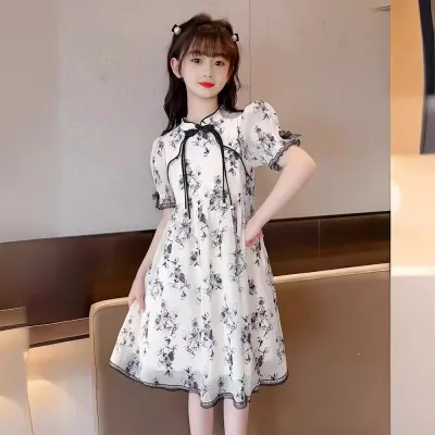 Children's cheongsam skirt with short sleeve TD88