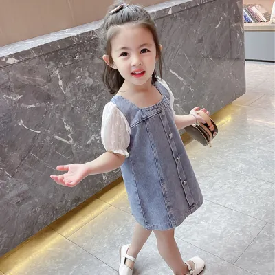 Denim Spliced Sleeve Dress TD103