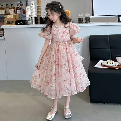 princess floral puff sleeve dress TD33