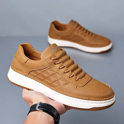 Two-Layer Cowhide Leather Comfortable Sneakers 