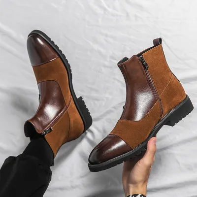  British Style Premium Leather High Top Boots