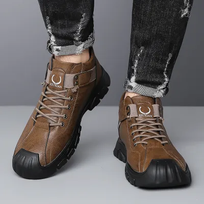 Two Layer Cowhide Men's Non-slip Boots