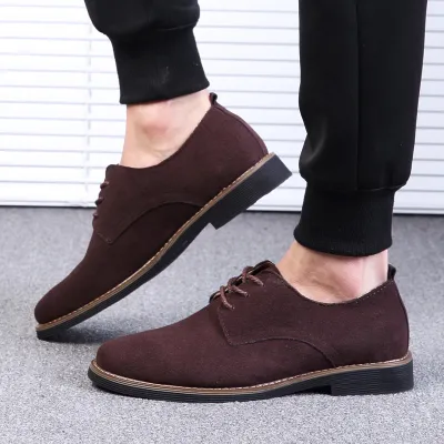 Genuine Suede Leather Pointy Toe Formal Shoes