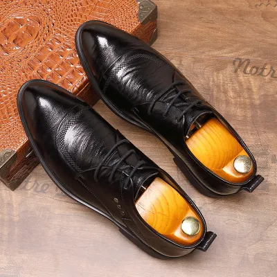 Two -layer Cowhide English Style Formal Shoes