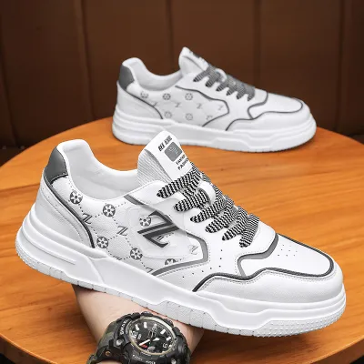 Men's/Women's Universal White Leather Sneakers with Soft Sole