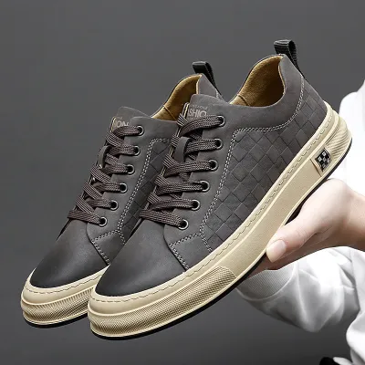 Genuine Leather Classic Appeal Gridlocked Casual Shoes