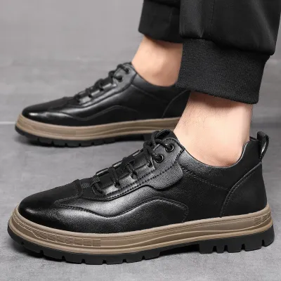 Genuine Leather Chunky Sole Casual Shoes