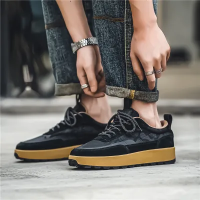 Breathable Mesh Leather Retro Men’s Casual Shoes