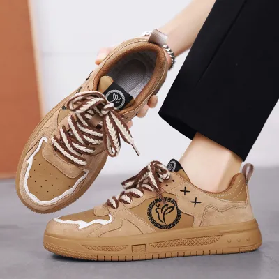 Genuine Leather Retro Sneakers