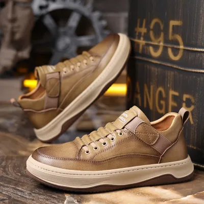 Cowhide Leather Versatile Casual Sneakers