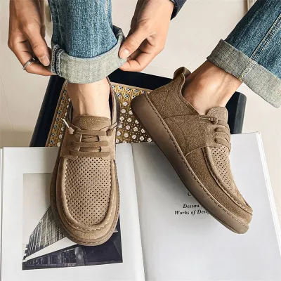 Breathable Cow Suede Leather Casual Shoes