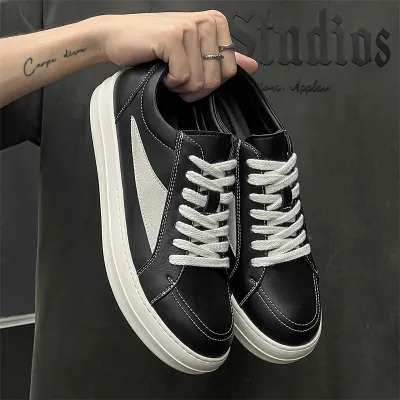 Genuine Leather Low-Top Men's Sneakers - Breathable and Deodorizing